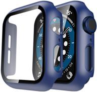 📱 tauri 2 пакета жесткий чехол совместим с apple watch se series 6 5 4 44 мм - синий: тонкий бампер с защитным стеклом из закаленного стекла и полным защитным чехлом для iwatch 44 мм логотип