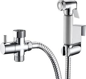 img 4 attached to 🚽 Premium All Metal Handheld Bidet Sprayer for Toilet – Chrome Finish | Universal T-Valve Adapter Attachment | Leak Free & DIY Installation | Stainless Steel & Brass Construction - Built to Last