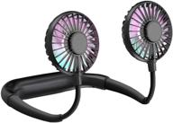 usb rechargeable mini fan headphone fan neckband, 3 speeds - perfect for outdoor office home sports (black) logo