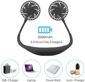img 1 attached to USB Rechargeable Mini Fan Headphone Fan Neckband, 3 Speeds - Perfect for Outdoor Office Home Sports (Black)