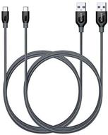 🔌 highly durable anker powerline+ usb-c to usb 3.0 cable (6ft, 2-pack) for samsung galaxy, ipad pro, macbook & more - grey logo