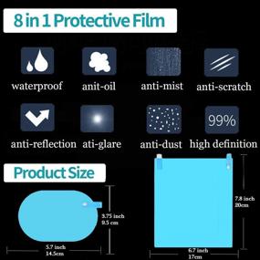 img 3 attached to 🚗 4 Pieces Car Rear View Mirror Film - Anti-Fog, Anti-Glare, Anti-Scratch, Anti-Mis Rainproof, Waterproof HD Mirror Window Film - Clear Protective Sticker for Car Mirrors & Side Windows, Enhancing Safe Driving Experience