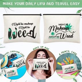 img 1 attached to 2-Piece Leaf Makeup Cosmetic Bag Set - Fun Weed Leaf Design, Multipurpose Travel Makeup Case with Zipper for Women, Girls, and Vacations