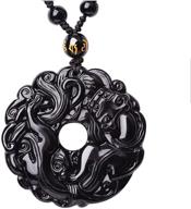 💎 ztan obsidian engraved crystal necklace talisman amulet pendant with extended bead chain logo