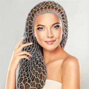 img 3 attached to 🎩 Soft Rayon Snood Hat: 3 Piece Crocheted Hair Net Cap for Women - 20 Inch Sleeping Cap & Hair Accessories