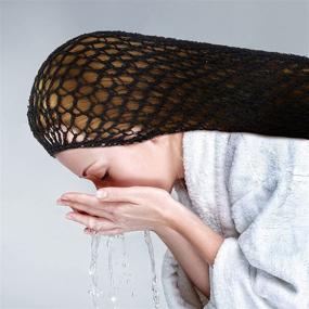 img 2 attached to 🎩 Soft Rayon Snood Hat: 3 Piece Crocheted Hair Net Cap for Women - 20 Inch Sleeping Cap & Hair Accessories