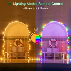 img 3 attached to 🎄 Ollny Solar Outdoor Christmas Lights: Waterproof 50Leds/25ft Twinkle Fairy Star Lights with 11 Modes in Warm White & Multicolor Changing for Xmas Trees, Patio, Home, Yard, and Party Decorations