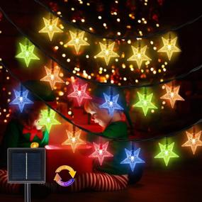 img 4 attached to 🎄 Ollny Solar Outdoor Christmas Lights: Waterproof 50Leds/25ft Twinkle Fairy Star Lights with 11 Modes in Warm White & Multicolor Changing for Xmas Trees, Patio, Home, Yard, and Party Decorations