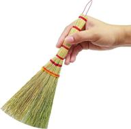 🧹 versatile small corn wisk brush broom: 11 inch blue, red flagged indoor heavy duty multi surface sweeper for home, office, indoor & outdoor cleaning – 100% handmade logo