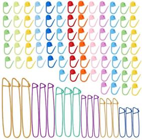 img 4 attached to 🧶 Knitting Stitch Holders Set - 18 PCS Aluminum Yarn Stitch Holders in 6 Sizes, Including 100 Locking Stitch Markers for Crochet Knitting Needle Safety Pins