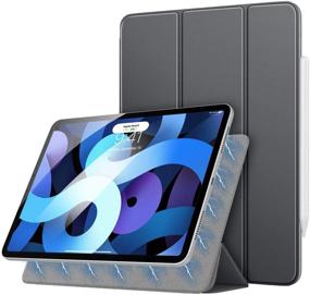 img 4 attached to 📱 MoKo iPad Air 4 Case 10.9 Inch 2020 - Slim Lightweight Magnetic Back Shell Smart Stand Cover, Space Gray