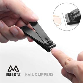 img 2 attached to 💅 MILEILUOYUE Nail Clippers Set - Black Stainless Steel Nail Cutter with Sharp Oblique Toe Nail Clipper, Nail File (4 Pieces) - Metal Tin Box for Men and Women - Suitable as Gifts