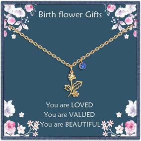 img 4 attached to Nupdot Birth Flower Necklaces: Stunning 14K Gold Plated Floral Jewelry for Birthday Gifts, Ideal for Women, Moms, and Friends