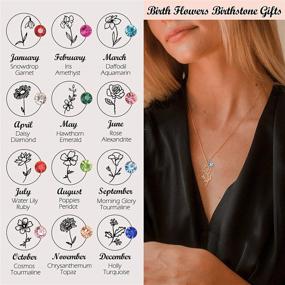 img 2 attached to Nupdot Birth Flower Necklaces: Stunning 14K Gold Plated Floral Jewelry for Birthday Gifts, Ideal for Women, Moms, and Friends