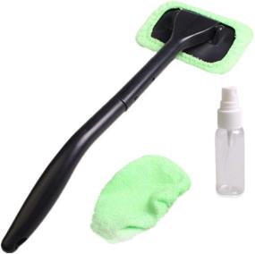 img 4 attached to 🧼 1Set Auto Glass Cleaner Wiper with Cleaning Brush - Household Glass Cleaner with 2 Washable Microfiber Covers and 30ML Spray Bottles