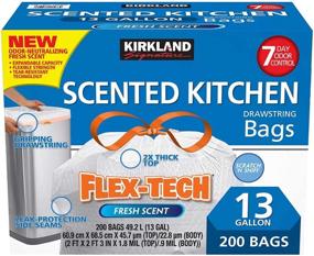img 1 attached to 🗑️ Premium Kirkland Signature Flex-Tech 13-Gallon Scented Kitchen Trash Bags - 200-count Bulk Pack