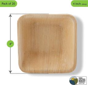 img 3 attached to 🌿 Environmentally Friendly Palm Leaf Square Plates - Pack of 20, Soak-Free and 100% Compostable like Bamboo - Ideal Alternative to Paper Plates (4 inch Deep)