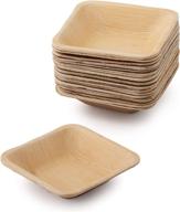 🌿 environmentally friendly palm leaf square plates - pack of 20, soak-free and 100% compostable like bamboo - ideal alternative to paper plates (4 inch deep) logo