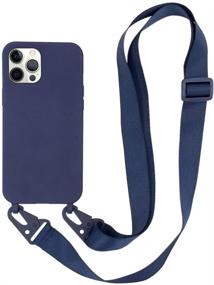 img 4 attached to 📱 iPhone 12 Pro Max Case with Crossbody Belt & Adjustable Neck Lanyard - Navy Blue, Compatible & Protective Cover for 6.7 Inch iPhone 12 Pro Max (2020 Version)