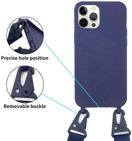 img 2 attached to 📱 iPhone 12 Pro Max Case with Crossbody Belt & Adjustable Neck Lanyard - Navy Blue, Compatible & Protective Cover for 6.7 Inch iPhone 12 Pro Max (2020 Version)