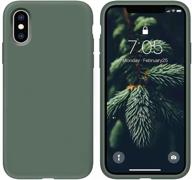 🌳 ouxul forest green liquid silicone gel rubber iphone x/xs case - full body slim soft microfiber lining protective cover (5.8 inch) logo