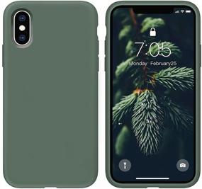 img 4 attached to 🌳 OUXUL Forest Green Liquid Silicone Gel Rubber iPhone X/Xs Case - Full Body Slim Soft Microfiber Lining Protective Cover (5.8 Inch)