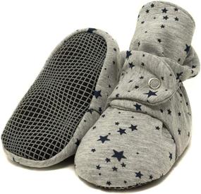 img 4 attached to 👶 Non-Skid Organic Cotton Baby Booties with Soft Sole – Stay On Shoes for Baby Boys, Girls, and Toddlers – House Slippers