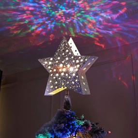 img 4 attached to Vanthylit Golden Star Christmas Tree Topper Projector with Water Ripple Effect - Festive Tree Decoration