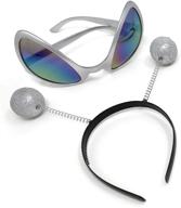 👽 alien glasses with silver frames and martian headband set - perfect costume party accessory with head boppers logo