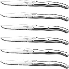 img 4 attached to 🍴 [Pack of 6] Laguiole Steak Knives Set - FANTECK 18/10 Stainless Steel Serrated Sharp Light Premium Flatware for Dinner - Dishwasher Safe Polished Table Cutlery - Kitchen Steak Knives Gift Box-Silver 9