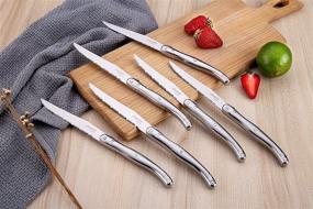 img 3 attached to 🍴 [Pack of 6] Laguiole Steak Knives Set - FANTECK 18/10 Stainless Steel Serrated Sharp Light Premium Flatware for Dinner - Dishwasher Safe Polished Table Cutlery - Kitchen Steak Knives Gift Box-Silver 9