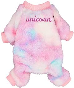 img 2 attached to 🦄 Fitwarm Unicorn Embroidered Dog Pajamas - Thick Velvet Puppy Clothes for Winter - Cat Onesies Jumpsuits