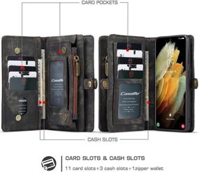 img 3 attached to 📱 AKHVRS Galaxy S21+ Plus Wallet Case: Premium PU Leather with Zipper, Magnetic Closure, and Card Slots