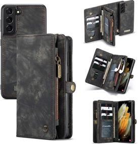 img 4 attached to 📱 AKHVRS Galaxy S21+ Plus Wallet Case: Premium PU Leather with Zipper, Magnetic Closure, and Card Slots