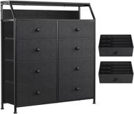 spacious reahome 8 drawer dresser with shelves: steel frame, wooden top, and bonus organizers for ultimate bedroom and closet storage (black grey) logo