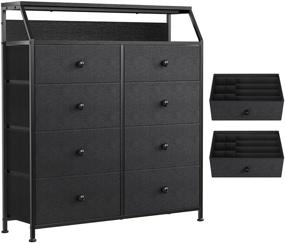 img 4 attached to Spacious REAHOME 8 Drawer Dresser with Shelves: Steel Frame, Wooden Top, and Bonus Organizers for Ultimate Bedroom and Closet Storage (Black Grey)