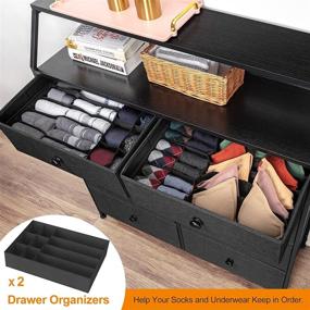 img 1 attached to Spacious REAHOME 8 Drawer Dresser with Shelves: Steel Frame, Wooden Top, and Bonus Organizers for Ultimate Bedroom and Closet Storage (Black Grey)