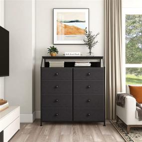 img 3 attached to Spacious REAHOME 8 Drawer Dresser with Shelves: Steel Frame, Wooden Top, and Bonus Organizers for Ultimate Bedroom and Closet Storage (Black Grey)