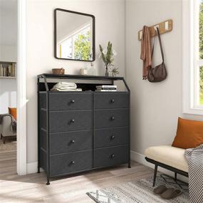 img 2 attached to Spacious REAHOME 8 Drawer Dresser with Shelves: Steel Frame, Wooden Top, and Bonus Organizers for Ultimate Bedroom and Closet Storage (Black Grey)