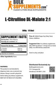 img 3 attached to BulkSupplements.com L-Citrulline DL-Malate 2:1 - Citrulline Powder - Citrulline Malate 2 1 - Unflavored Pre Workout - Vegan Pre-Workout Supplement (500 Grams - 1.1 lbs) for Enhanced Performance