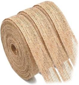 img 4 attached to 🎁 Garden-One: 3 Rolls of Natural Jute Burlap Fabric Ribbon - Perfect for Gift Wrapping, Wedding Events, Parties, and Home Decorations! Each Roll 10m (1cm)