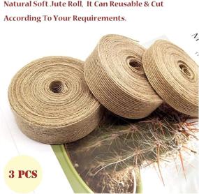 img 2 attached to 🎁 Garden-One: 3 Rolls of Natural Jute Burlap Fabric Ribbon - Perfect for Gift Wrapping, Wedding Events, Parties, and Home Decorations! Each Roll 10m (1cm)