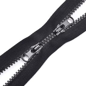 img 2 attached to 🌈 29 Inch Heavy Duty Two Way Plastic Separating Zipper with Rainbow Teeth for Sewing Coats Crafts - Black Zippers (Size: 29 Inches)