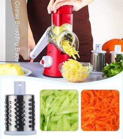 img 2 attached to 🧀 Blue Manual Rotary Cheese Grater and Round Mandoline Slicer for Vegetables, Nuts, Carrots, Cucumbers, Zucchini