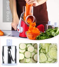 img 1 attached to 🧀 Blue Manual Rotary Cheese Grater and Round Mandoline Slicer for Vegetables, Nuts, Carrots, Cucumbers, Zucchini