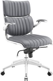 img 3 attached to 🪑 Gray Modway Escape Ribbed Faux Leather Ergonomic Computer Desk Office Chair