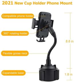 img 1 attached to 🚗 Versatile Car Cup Holder Phone Mount: Gresur Adjustable Gooseneck Cradle for iPhone, Samsung Galaxy, Huawei - Hands-Free Universal Phone Holder