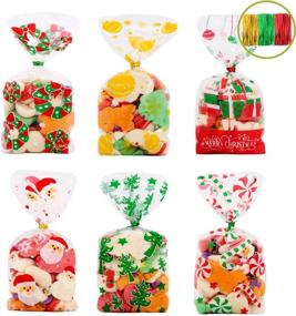img 4 attached to 🎁 Premium 120Pcs VEYLIN Christmas Cellophane Goody Bags for Holiday Party Favors