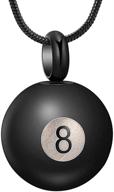 🎱 stainless steel billiard black 8 ball cremation urn necklace - personal ashes keepsake jewelry logo