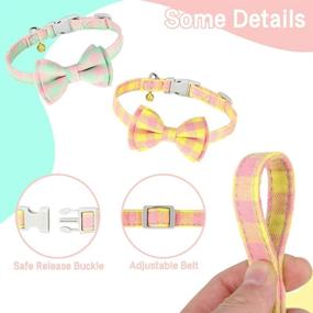 img 2 attached to 🐶 Stylish Plaid Dog Bowtie Collars for Small Dogs - 2 Pack Adjustable Cute Collars with Bell Charm for Girls by PUPTECK